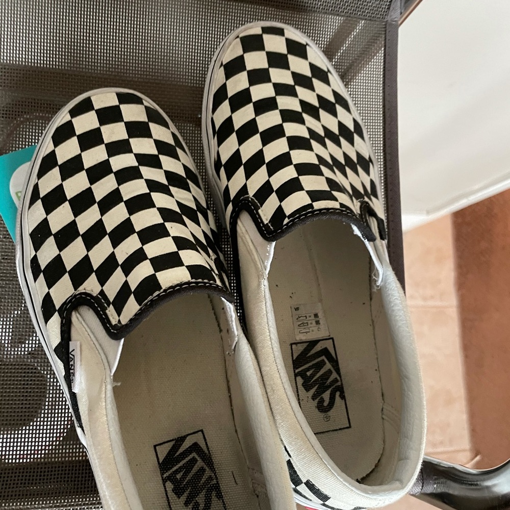 Vans checkerboard slip ons